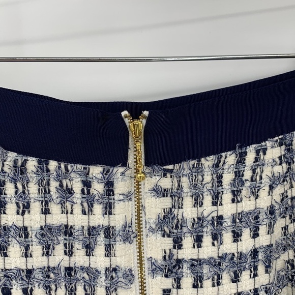Kate Spade Kylie Skirt the Rules plaid tweed boucle skirt navy white straight 8 - Picture 2 of 4